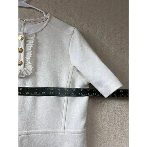 Tory Burch Crepe Ruffle Placket Dress in New Ivory Womens Size 10 NWT Formal - Picture 3 of 15